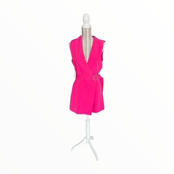 ZARA | Fuchsia | BUCKLE BELT BLAZER JUMPSUIT - Picture 11 of 15